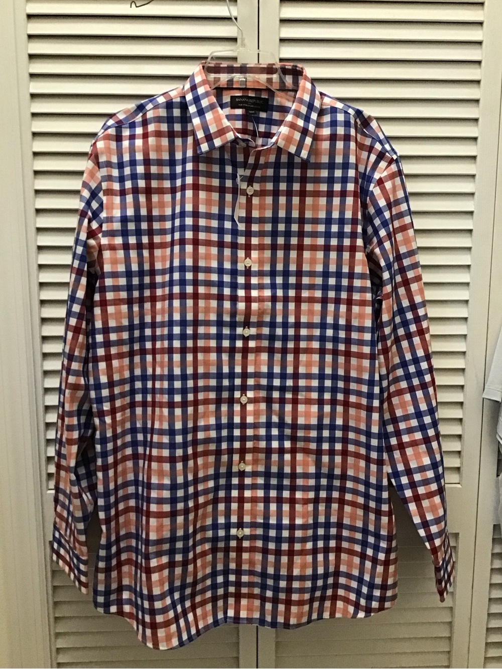 Banana Republic Men's Plaid Dress Shirt in Blue and Brown